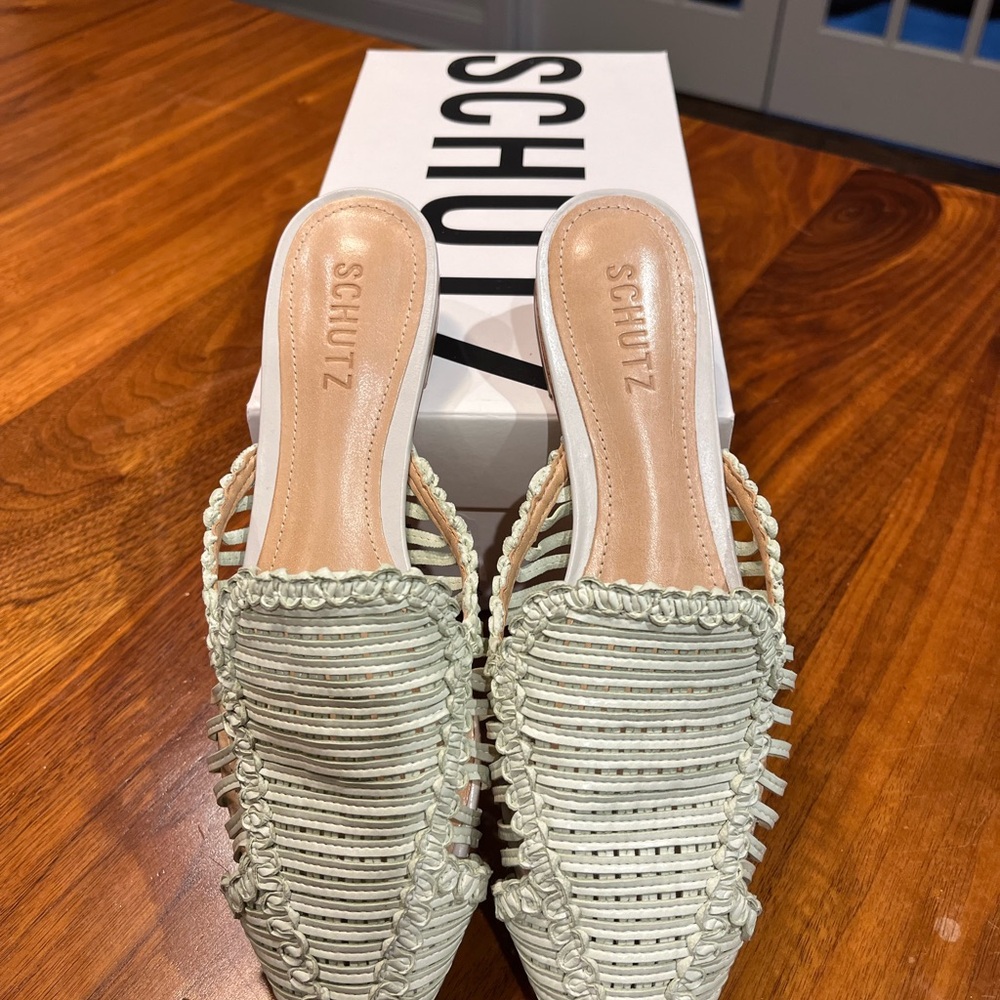 SCHUTZ Women's Ivory Woven Mules